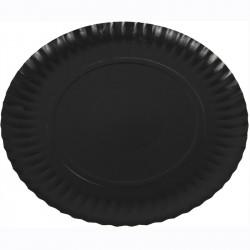 Plato cartón laminado negro 23cm p.100