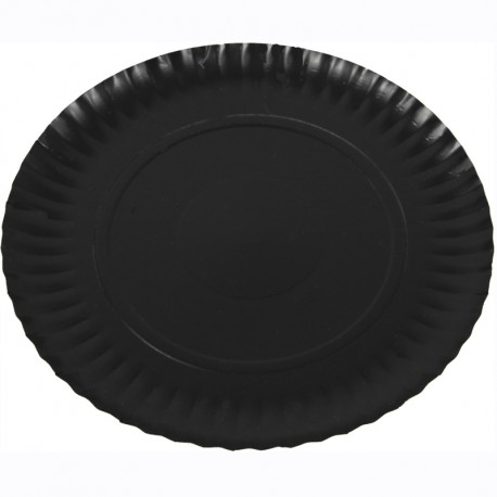 Plato cartón laminado negro 23cm p.100