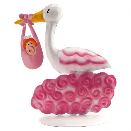 Cigüeña metal rosa Niña 18cm p.4