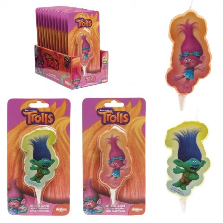 Display espelma aniversari Trolls 2D 7,5cm p.12