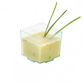 Vaso plástico cúbico verde trans. 45x45x43 c.600