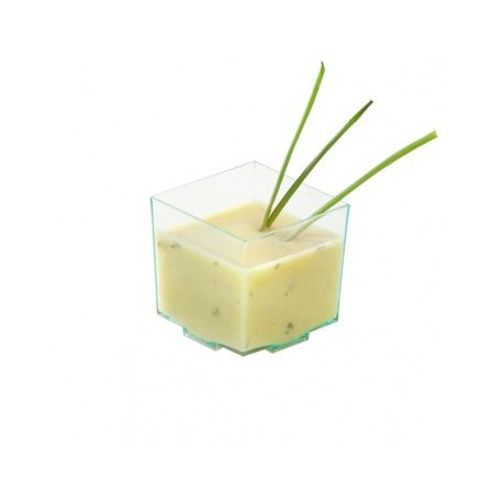 Vaso plástico cúbico verde trans. 45x45x43 c.600