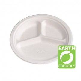 Plat 3 compart. Chinet blanc D26 cms p.135