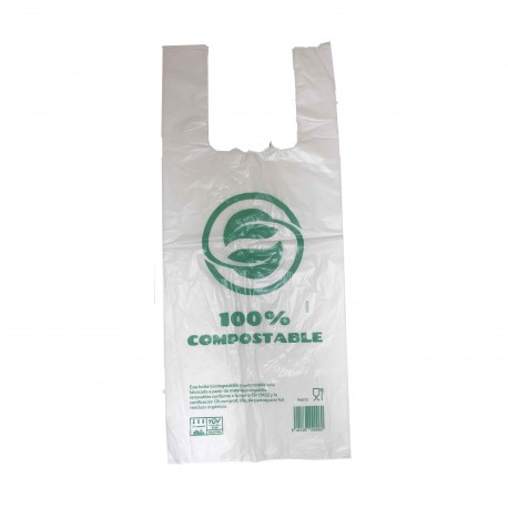 BOLSA CAMISETA CREMA COMPOSTABLE (500 Unidades), Esquina Blanca SpA